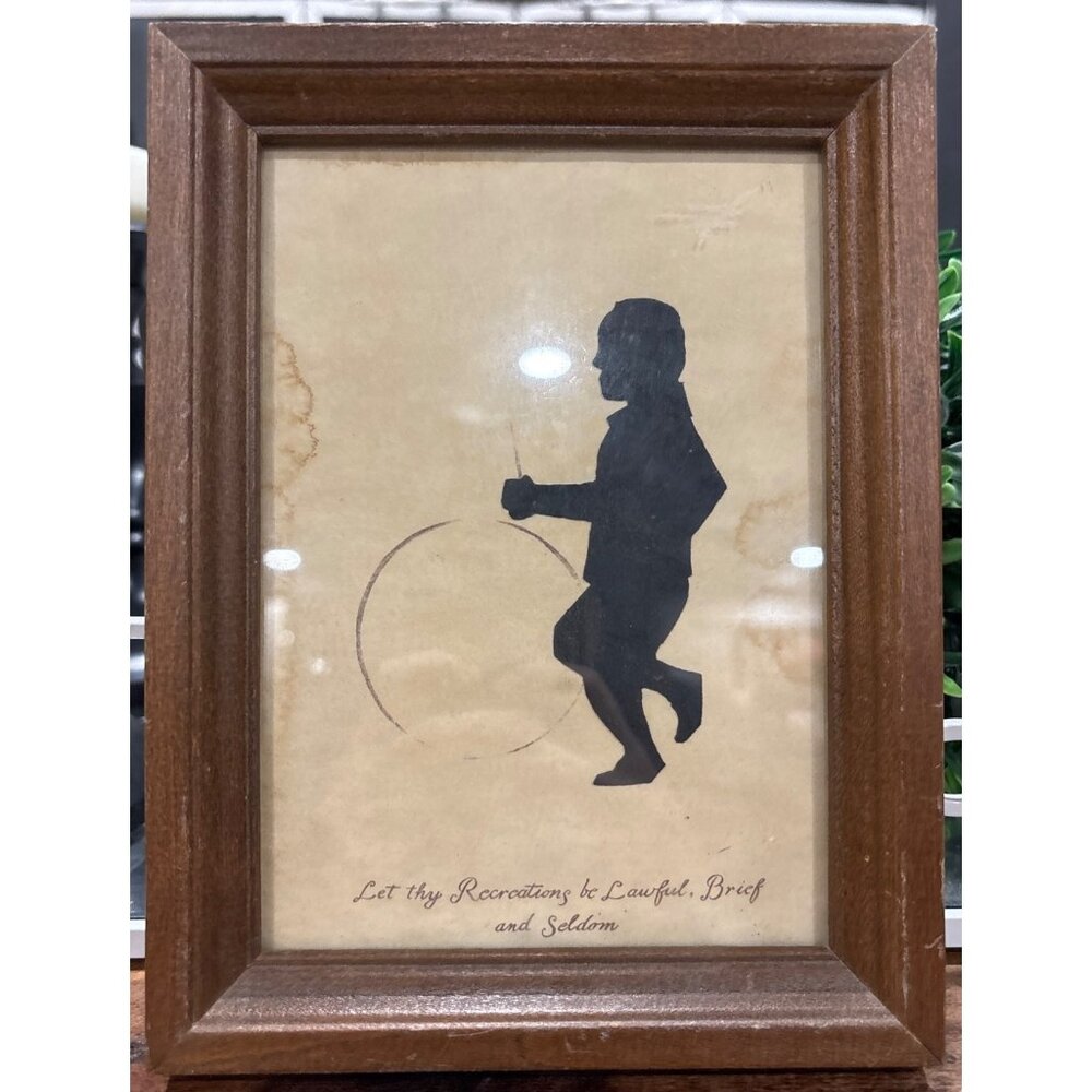 Let Thy Recreations Be Lawful Brief And Seldom Silhouette Art Wood Frame VINTAGE